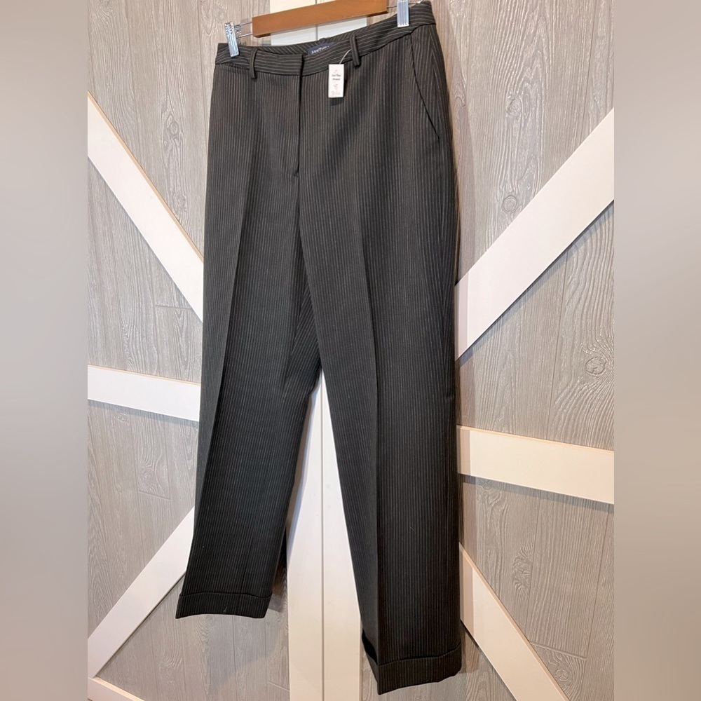 Ann Taylor Charcoal Pinstripe Wide-Leg Trousers